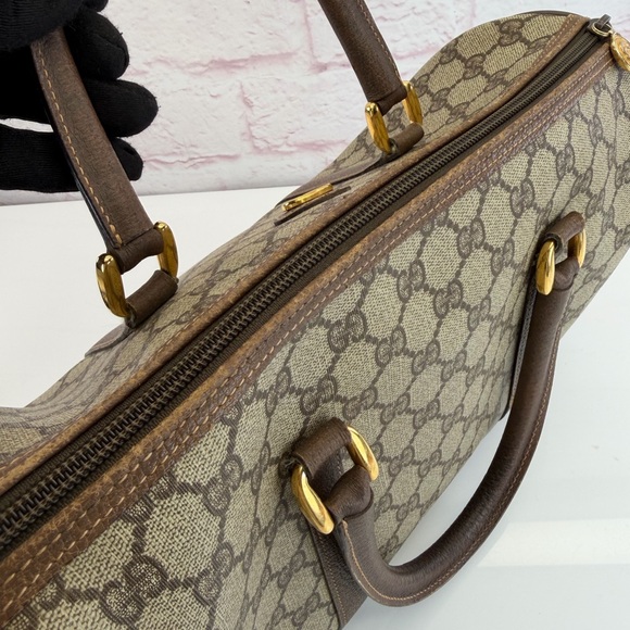 Gucci Vintage GG Canvas Sherry Line Leather Top-Handle Satchel - Picture 11 of 16